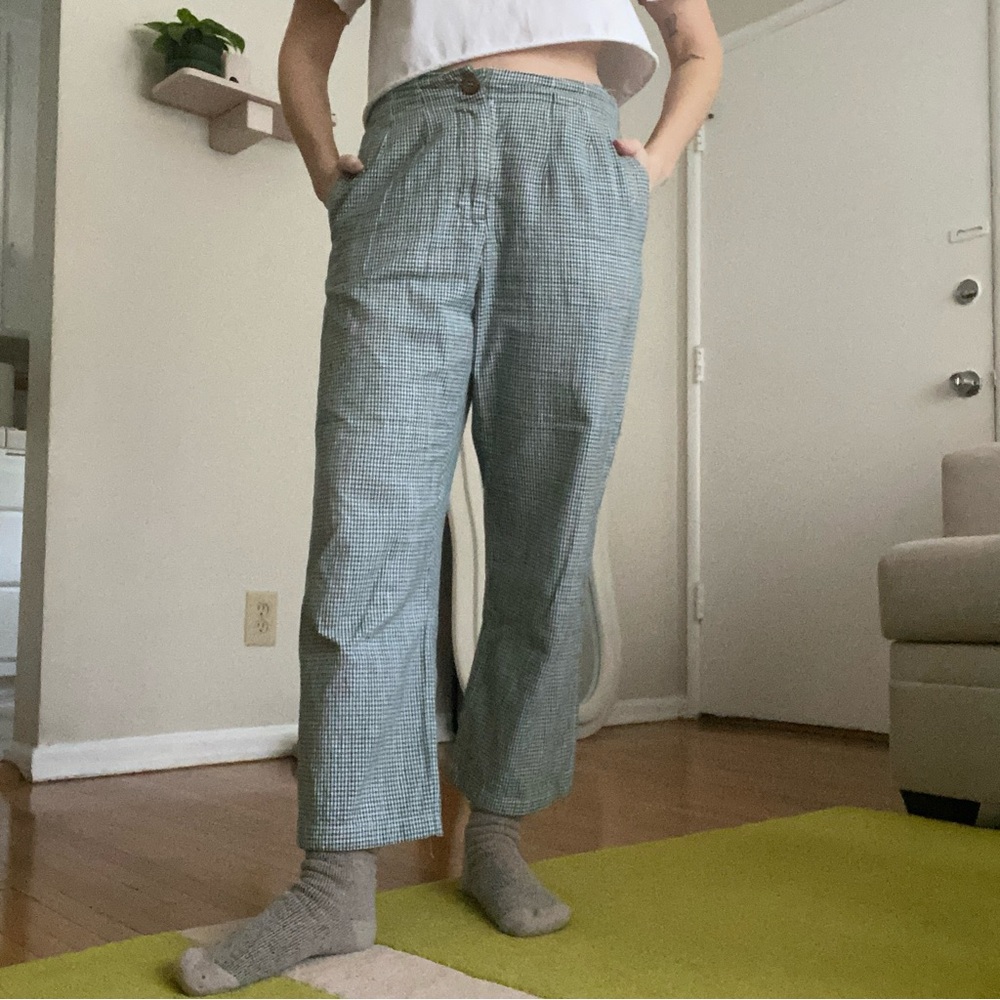 Green gingham pant